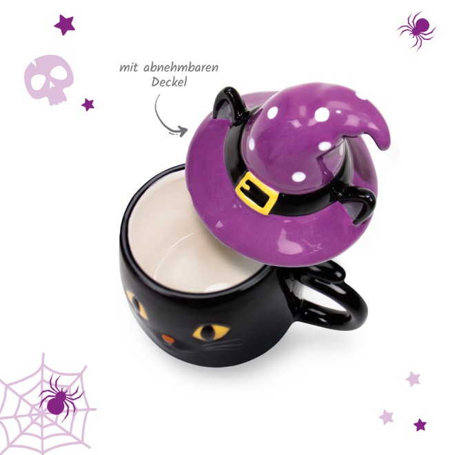 Spuktasse mit Deckel "Katze"