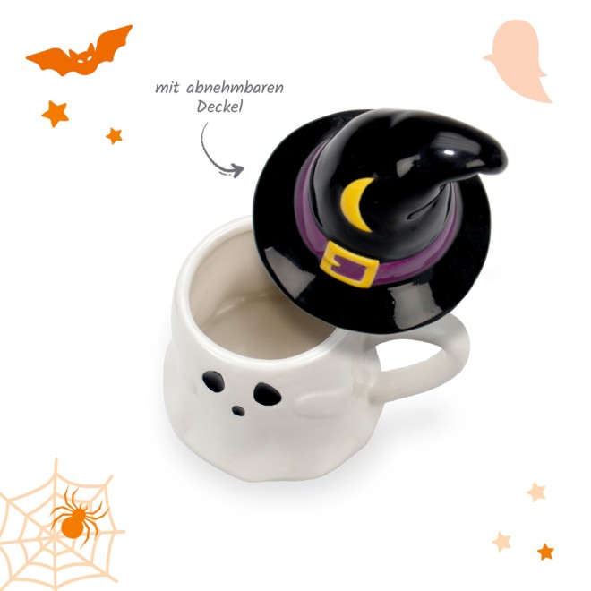 Spuktasse mit Deckel "Gespenst"