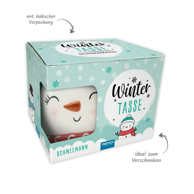 Wintertasse Schneemann klein