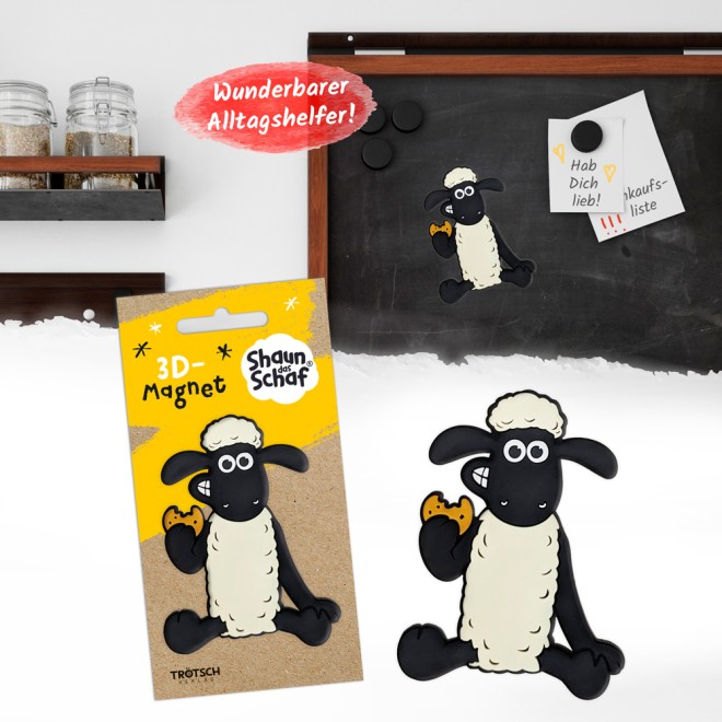 Shaun das Schaf 3D-Magnet sitzend