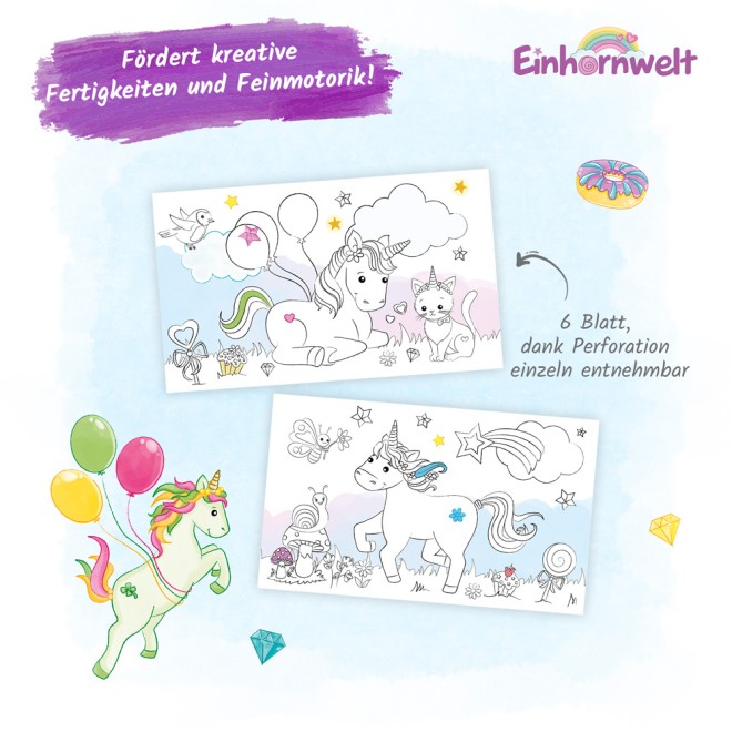 Mini-Ausmalrolle "Einhornwelt"