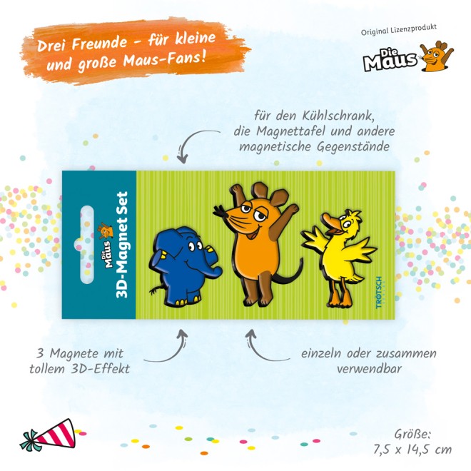 Die Maus 3er Set Magnete "Drei Freunde"