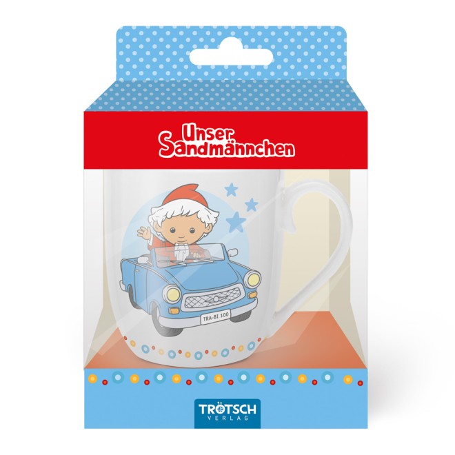 Unser Sandmännchen Kindertasse Geschenktasse aus Porzellan Sandmännchen im Auto