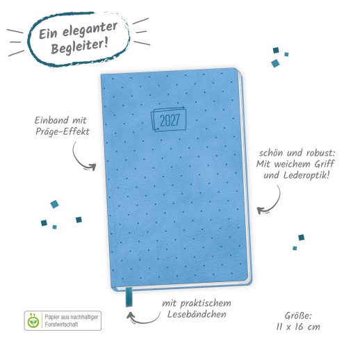 Taschenkalender A6 Soft Touch Punkte 2027