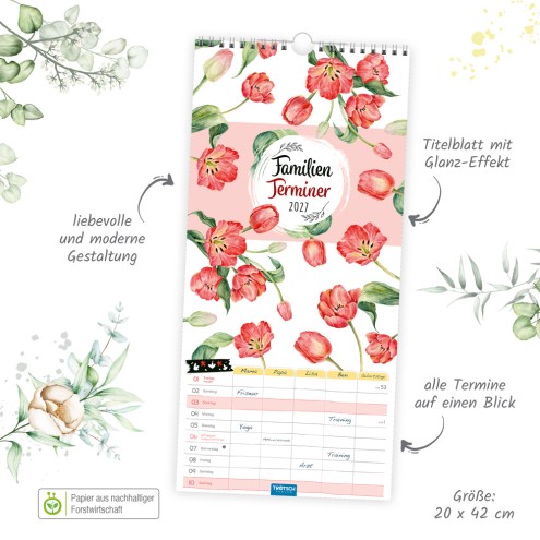 Familienkalender Familienterminer Blumen 2027