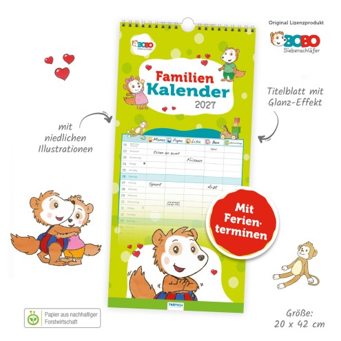 Familienkalender Bobo Siebenschläfer 2027