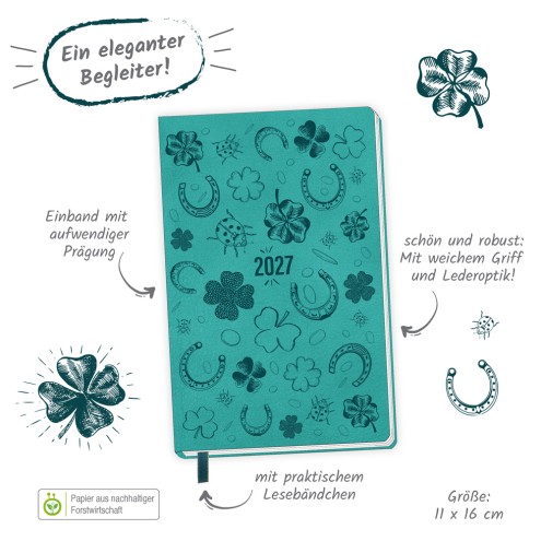 Taschenkalender A6 Soft Touch Glück 2027