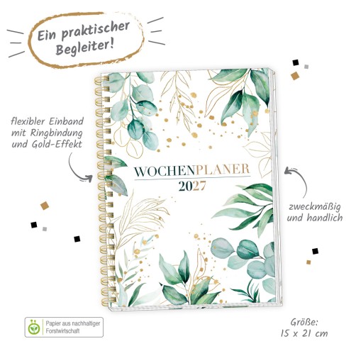 Wochenplaner A5 mit Wire-O Modern 2027