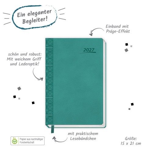 Buchkalender A5 Aqua 2027