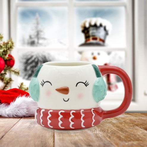 Wintertasse Schneemann groß