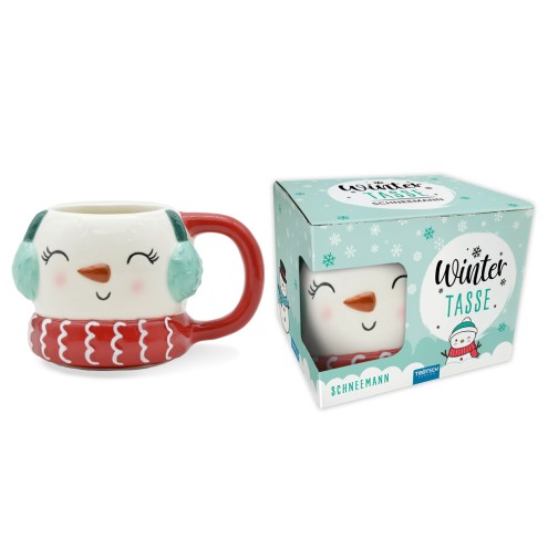 Wintertasse Schneemann klein
