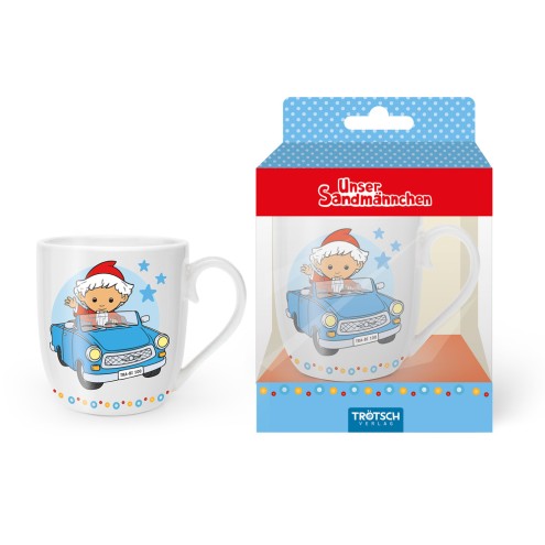 Unser Sandmännchen Kindertasse Geschenktasse aus Porzellan Sandmännchen im Auto